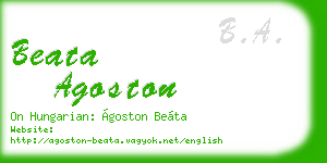 beata agoston business card