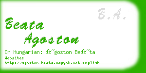 beata agoston business card